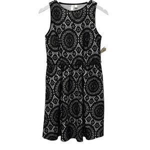 New TACERA black white lace sleeveless dress S whimsigoth witchy
